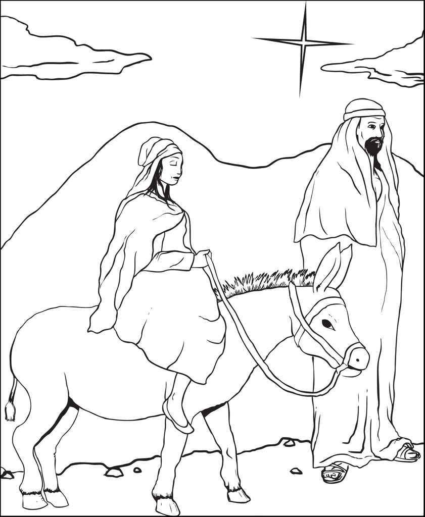 Download Printable Mary and Joseph Christmas Coloring Page for Kids ...