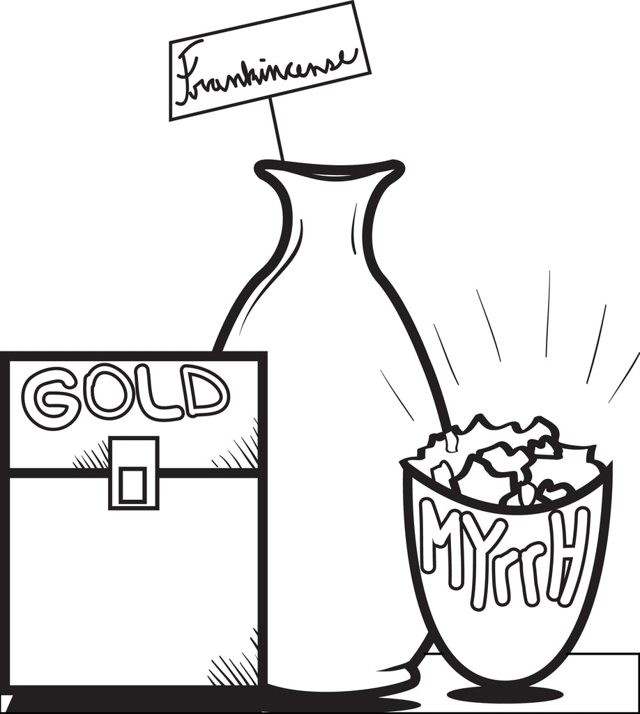 Printable Gold, Frankincense, and Myrrh Coloring Page for Kids SupplyMe