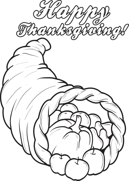 FREE Printable Cornucopia Thanksgiving Coloring Page for