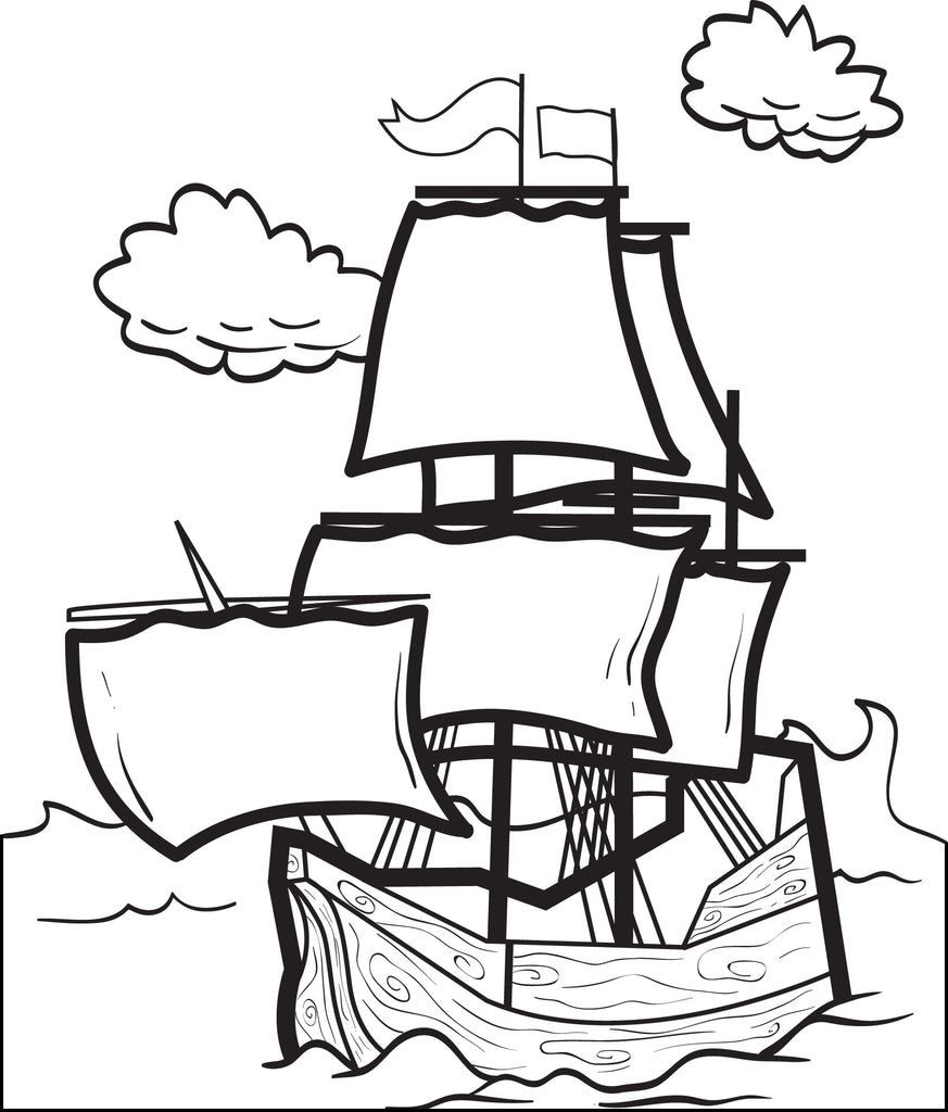 FREE Printable Mayflower Coloring Page for Kids