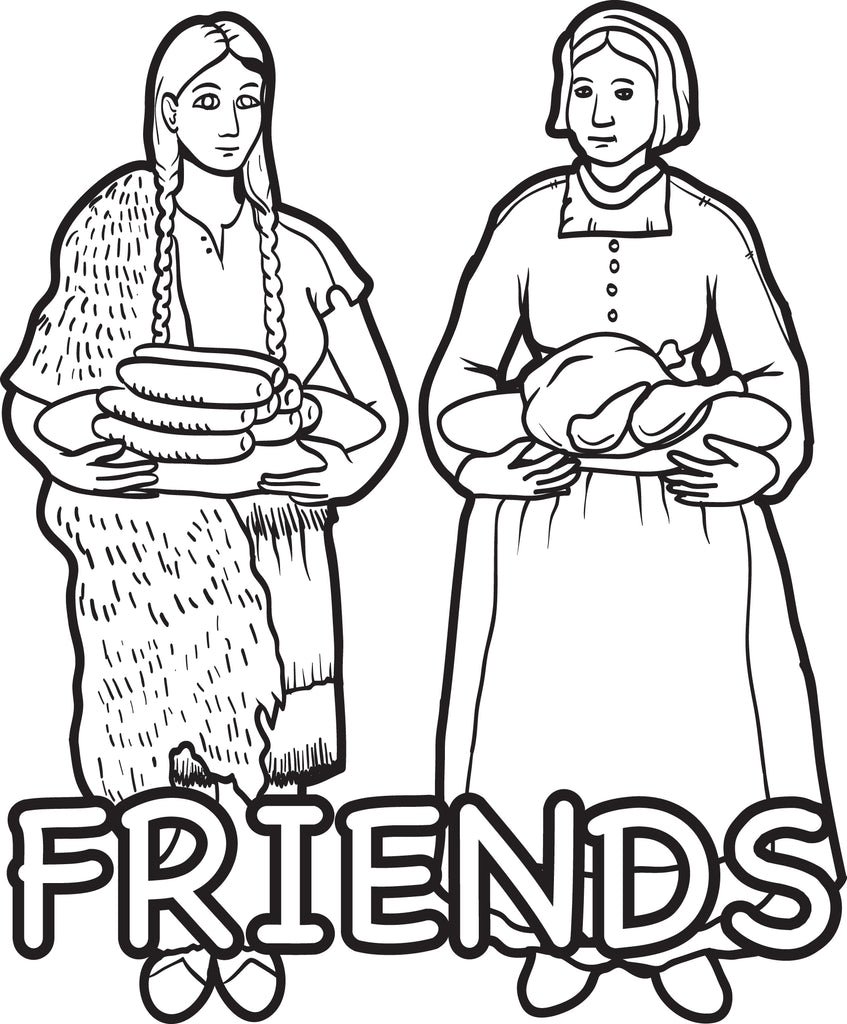 Printable Pilgrim And Indian Coloring Page For Kids 4 Supplyme