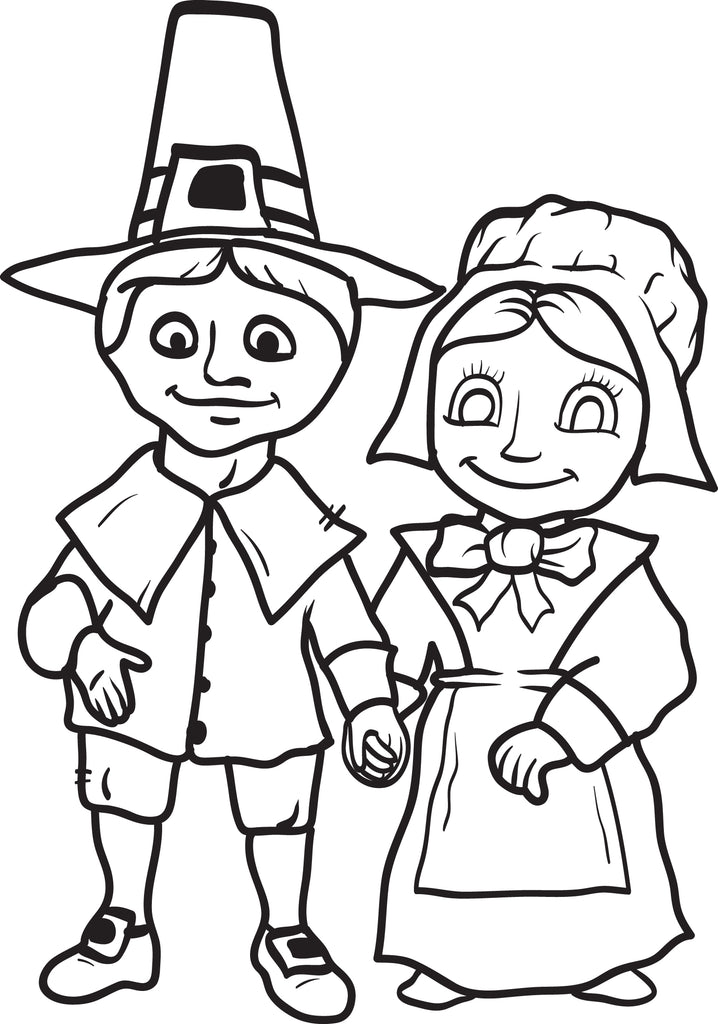Printable Thanksgiving Pilgrim Coloring Page For Kids #6 SupplyMe
