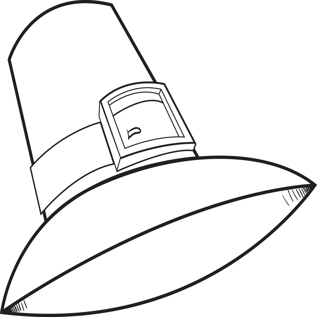 Animal Pilgrim Hat Coloring Page for Kindergarten