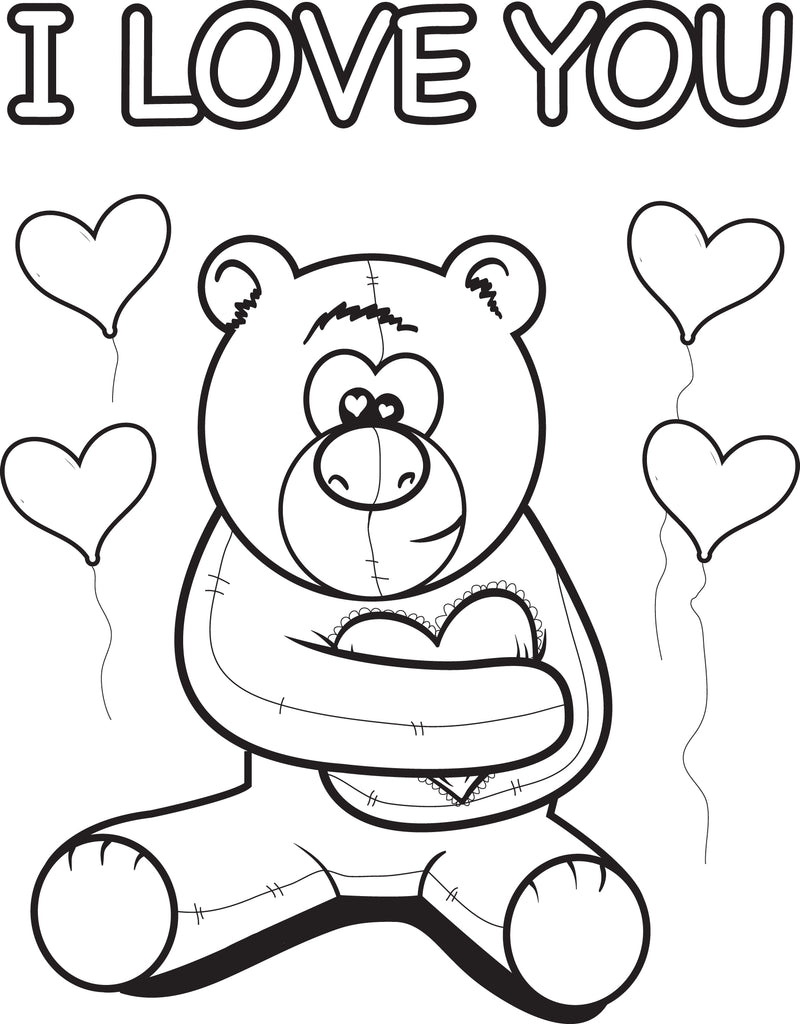 Download Free, Printable I Love You Teddy Bear Coloring Page for ...