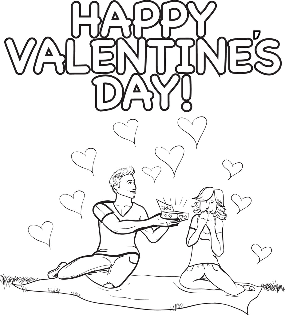 Valentine's Day Couple Coloring Page #1