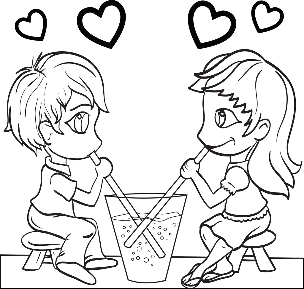 Valentine's Day Couple Coloring Page #3