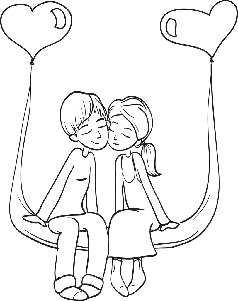 Printable Valentine s Day Couple  Coloring  Page for Kids 4 