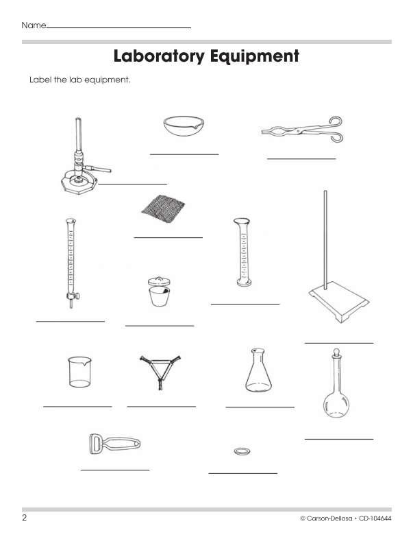 Lab Equipment Worksheet Answers