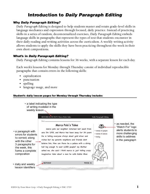 Daily Paragraph Editing Grade 6 Answers