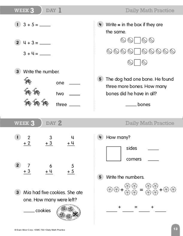 Daily Math Practice Grade 1 Worksheets