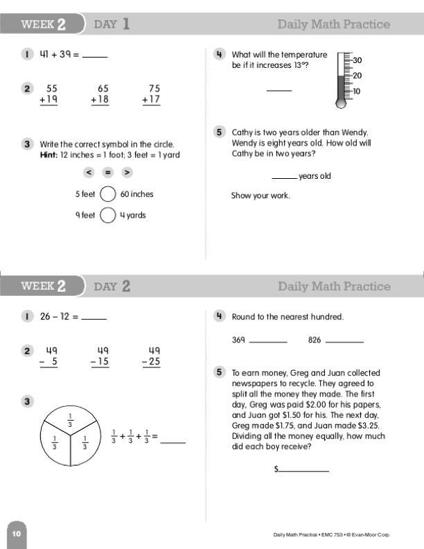 daily math practice grade 7 wenesday