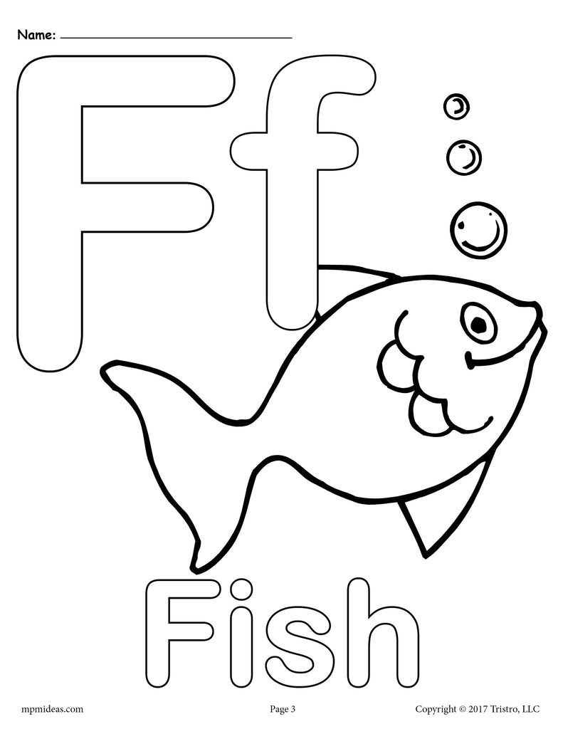 Letter F Alphabet Coloring Pages - 3 FREE Printable  