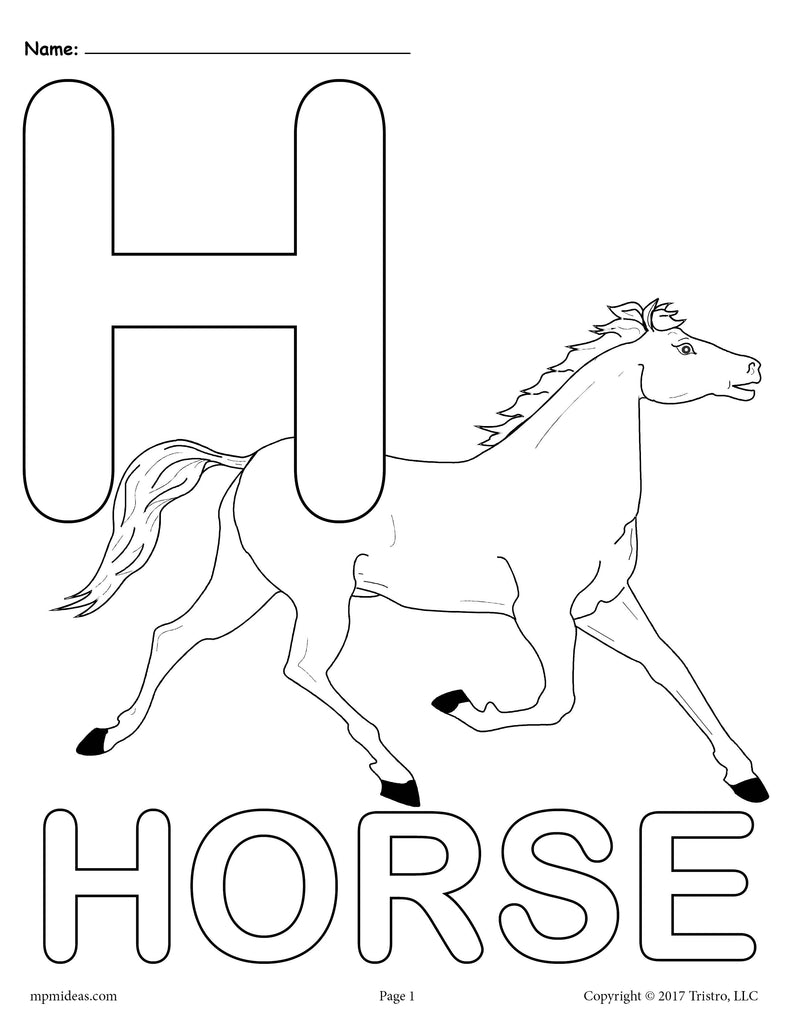 Letter H Alphabet Coloring Pages - 3 FREE Printable ...