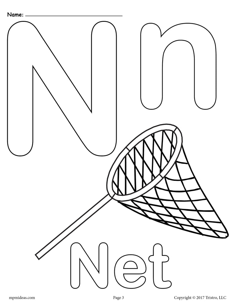 Letter N Coloring Sheet Free