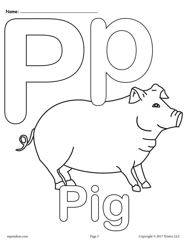 Letter P Alphabet Coloring Pages - 3 FREE Printable ...