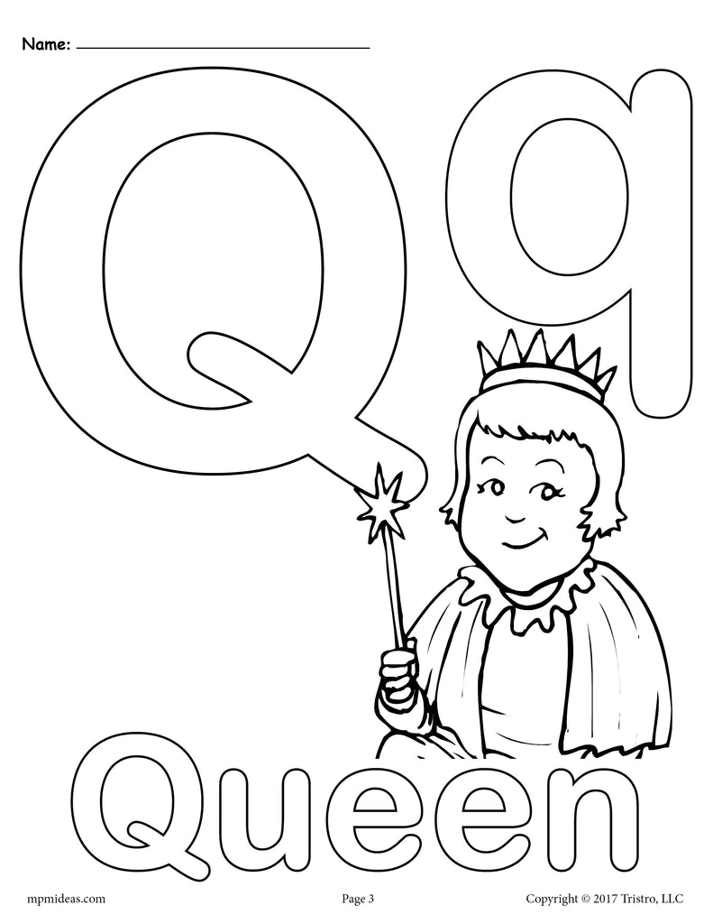 Letter Q Alphabet Coloring Pages 3 FREE Printable