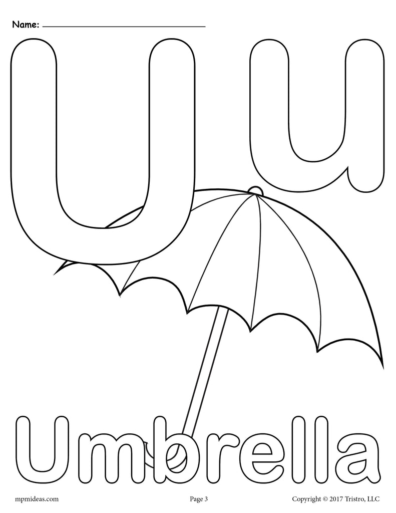 Letter U Alphabet Coloring Pages - 3 FREE Printable ...