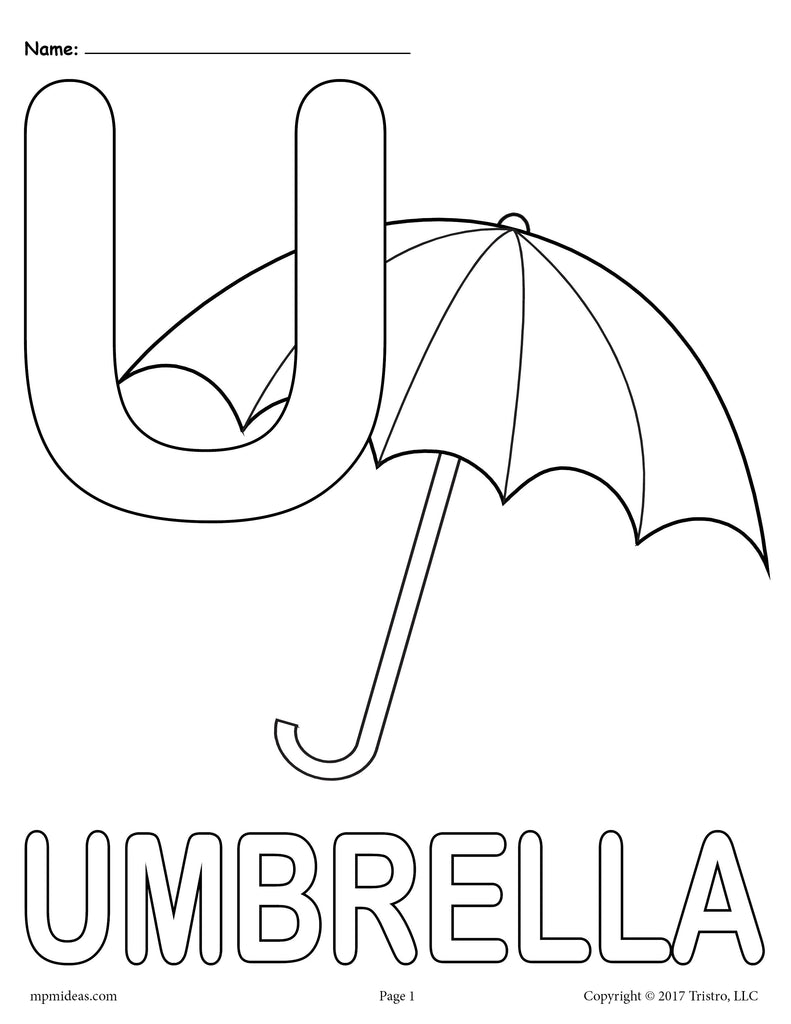 Letter U Alphabet Coloring Pages 3 FREE Printable