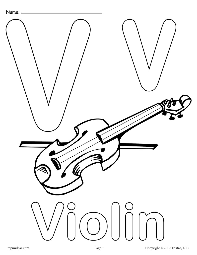 Letter V Alphabet Coloring Pages 3 FREE Printable