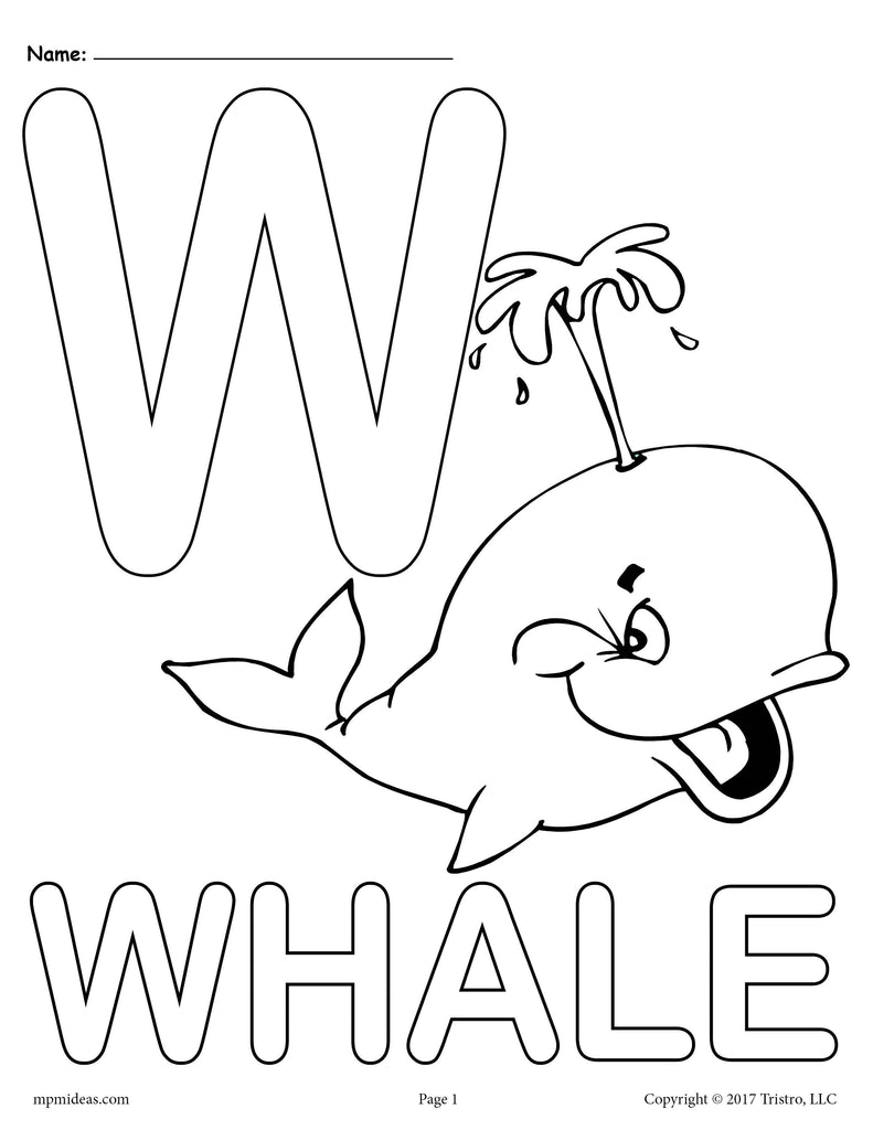 Letter W Alphabet Coloring Pages 3 Printable Versions Supplyme