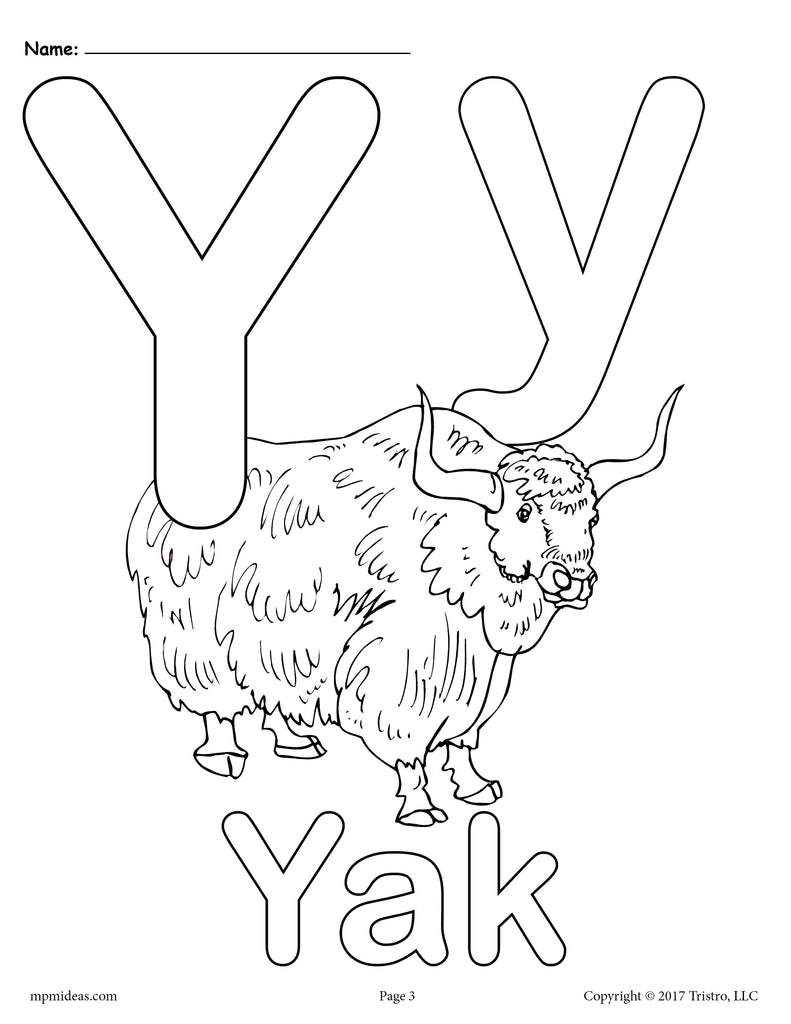 Letter Y Alphabet Coloring Pages 3 Printable Versions