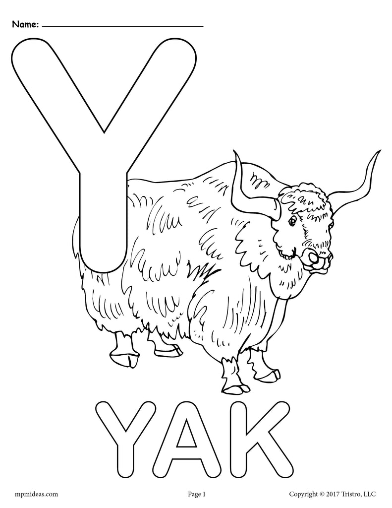 Letter Y Alphabet Coloring Pages 3 FREE Printable