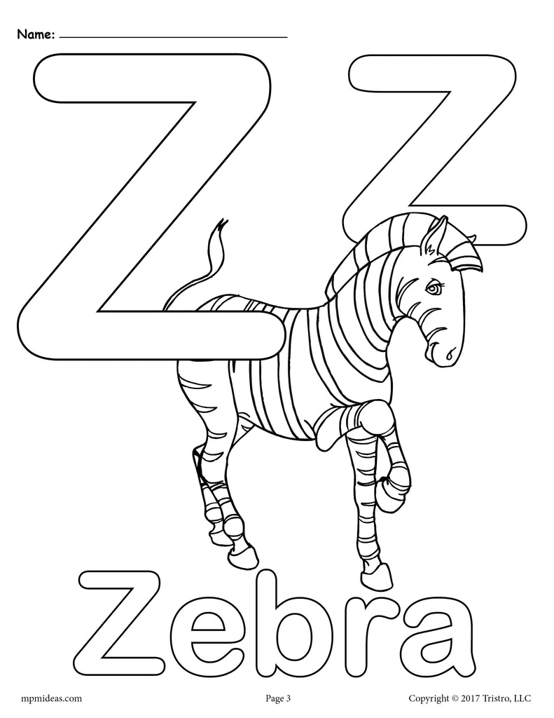 Letter Z Alphabet Coloring Pages - 3 FREE Printable Versions! – SupplyMe