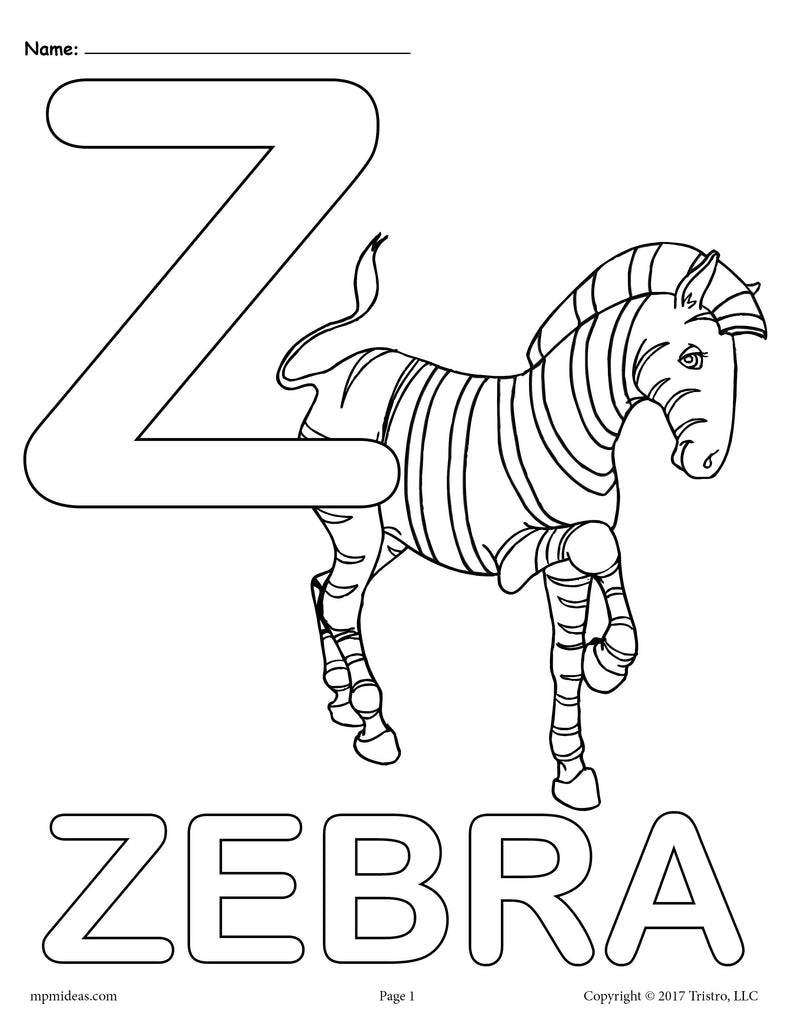 Letter Z Alphabet Coloring Pages 3 Printable Versions Supplyme