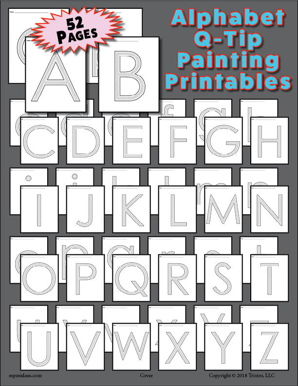 52 alphabet q tip painting printables uppercase and lowercase letter supplyme