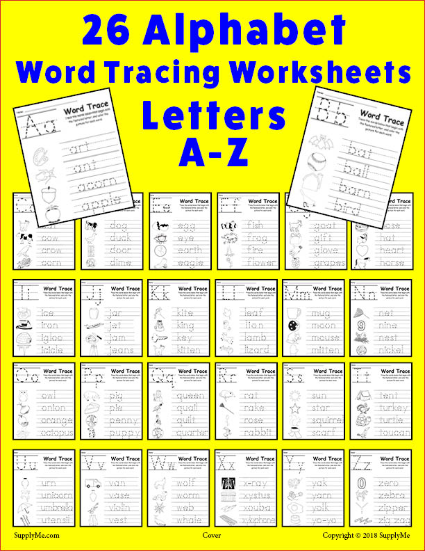 26 alphabet word tracing worksheets supplyme