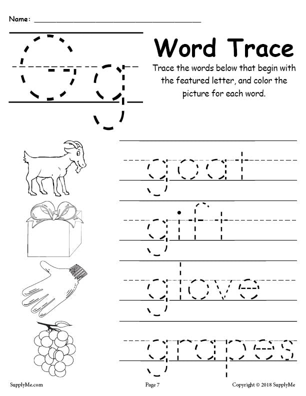 G Words Worksheet