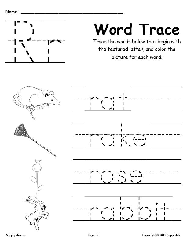 Letter R Words - FREE Alphabet Tracing Worksheet – SupplyMe