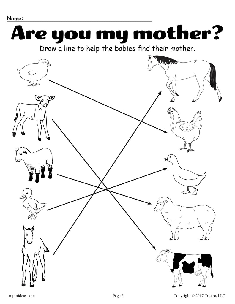 match baby animals to adults worksheet