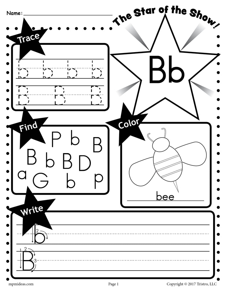 letter b worksheet tracing coloring writing more supplyme