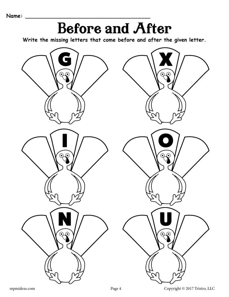 Alphabet Letter Sequencing Worksheet - Letters G, X, I, O, N, U