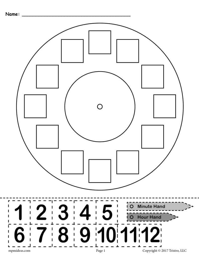 printable build a clock telling time activity supplyme