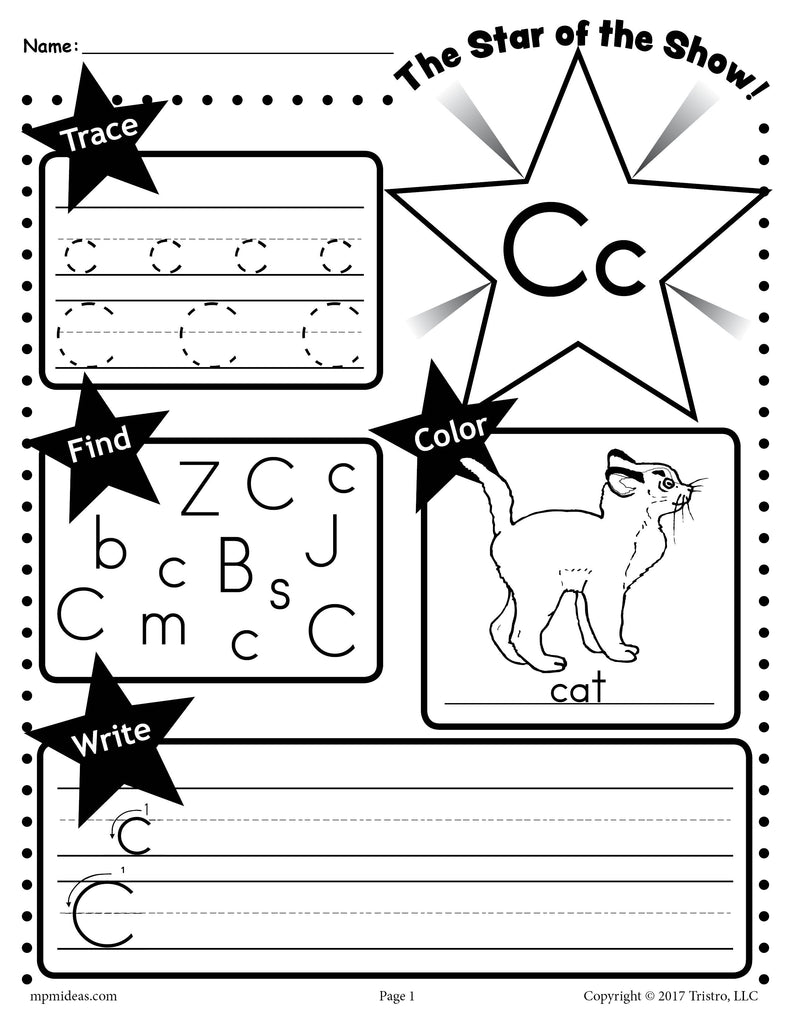 letter c worksheet tracing coloring writing more supplyme