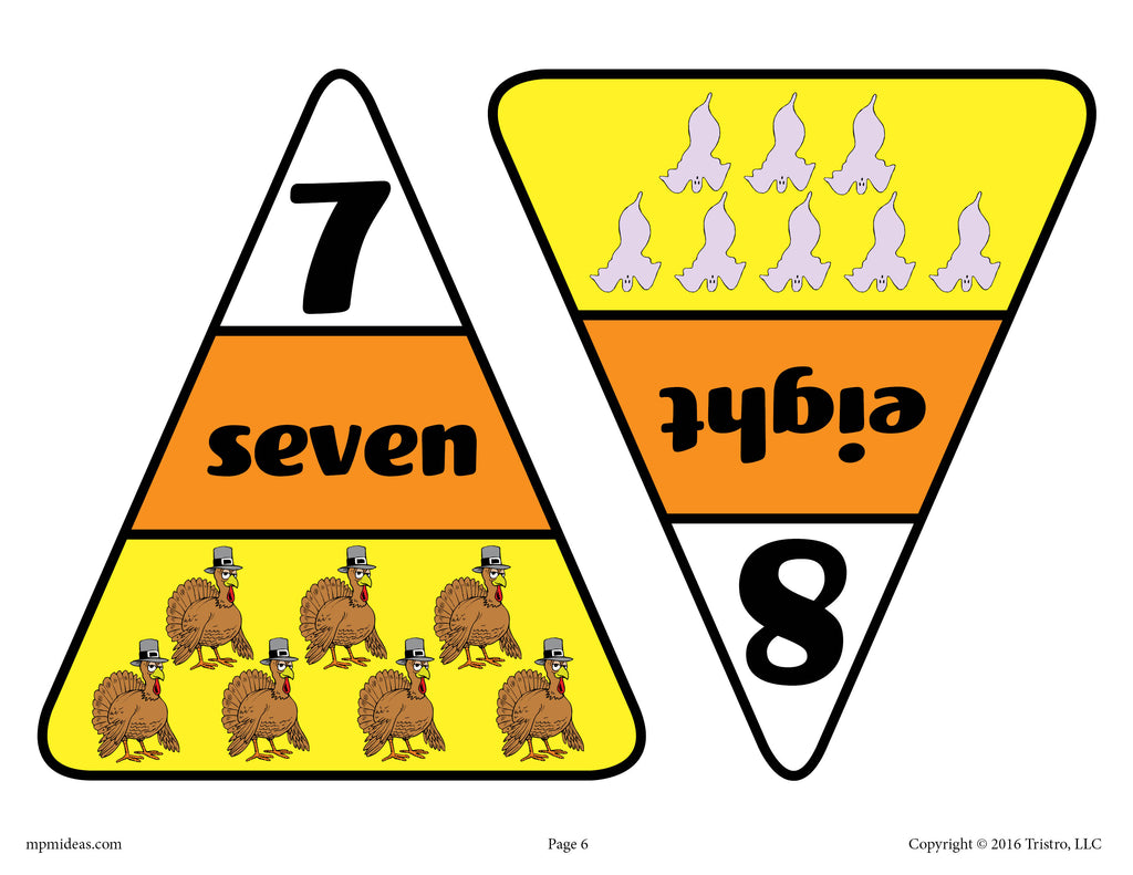 Printable Candy Corn Number Matching Game Numbers 7 & 8