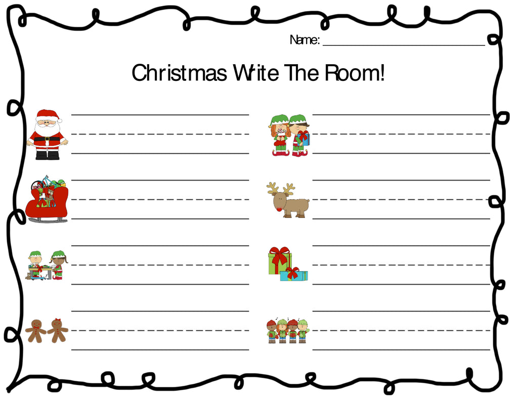 Christmas Write the Room Vocabulary Words Recording Worksheet - Page 1