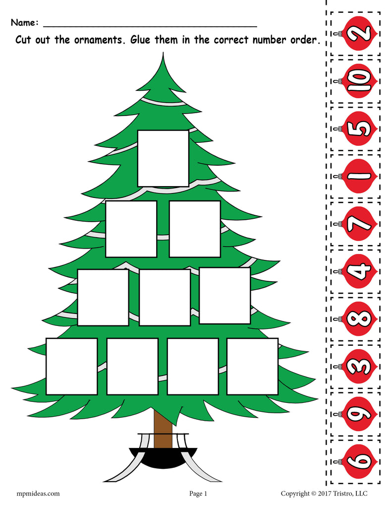Printable Christmas Tree Ordering Numbers Worksheet ...