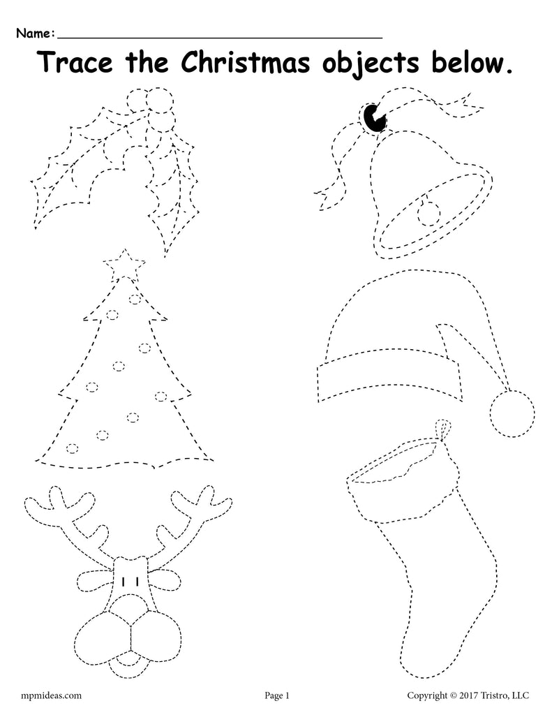 FREE Printable Christmas Tracing Worksheet!