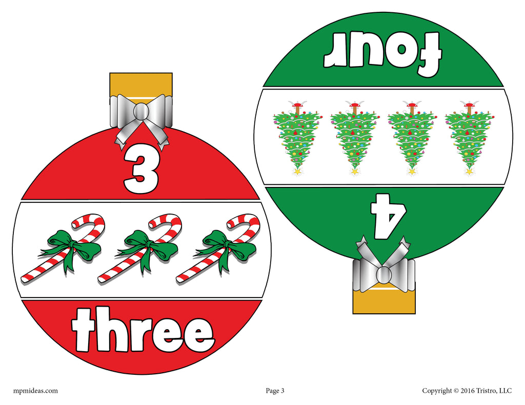 Christmas Ornaments Number Matching Game Numbers 1-10 - Page 2
