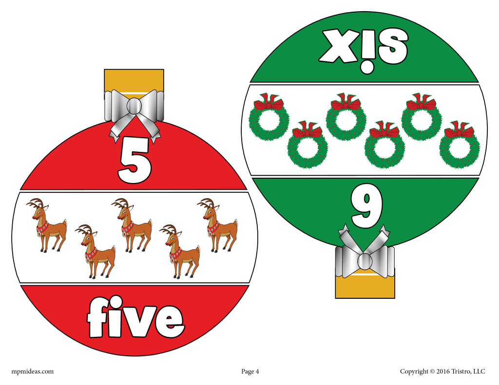 Christmas Ornaments Number Matching Game Numbers 1-10 - Page 3