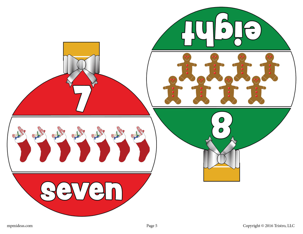 Christmas Ornaments Number Matching Game Numbers 1-10 - Page 4