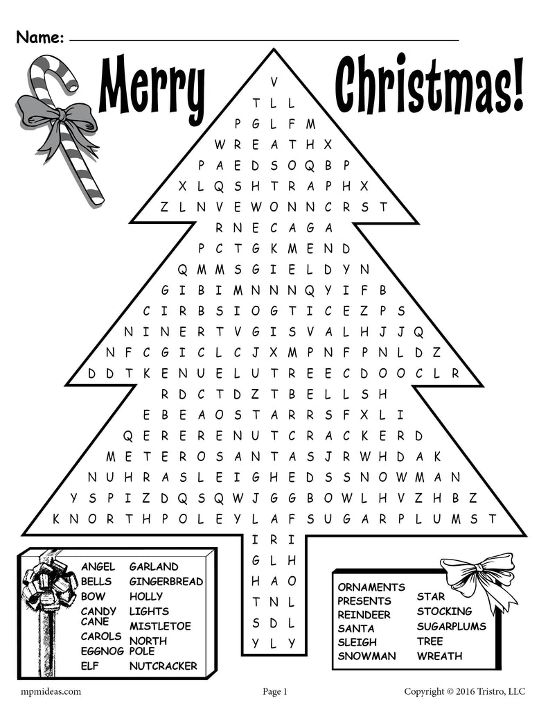 Printable Christmas Word Search!