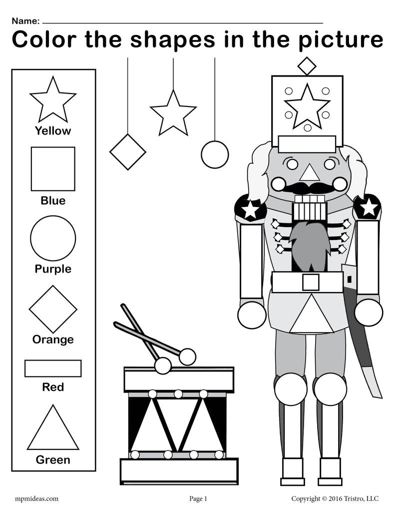 Download FREE Printable Nutcracker Shapes Worksheet & Coloring Page ...