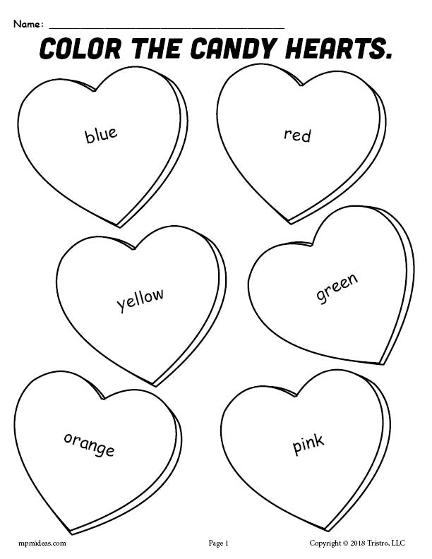 Download Printable Candy Hearts Valentine's Day Coloring Page ...