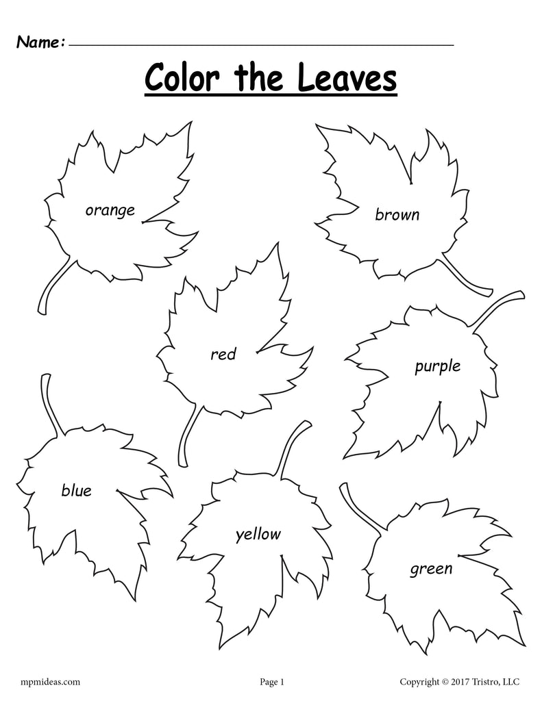 Fall Leaf Color Words Worksheet! – SupplyMe