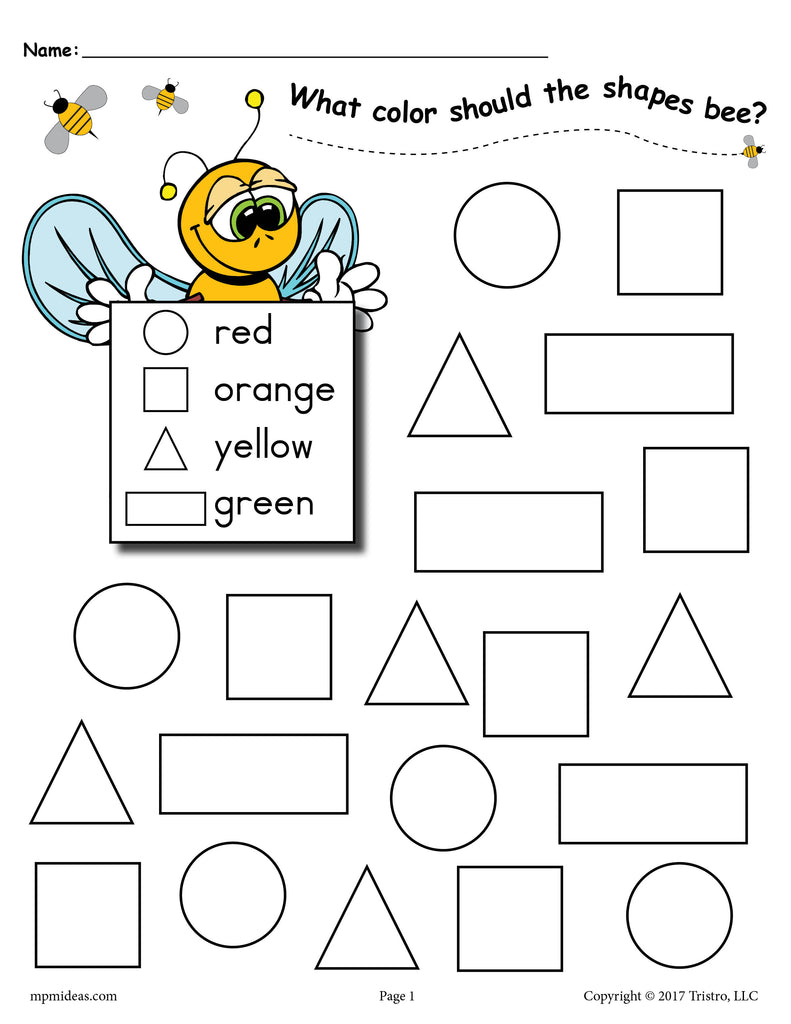 6 Bee Themed Shapes Coloring Pages SupplyMe