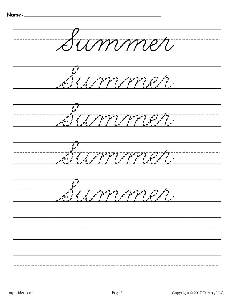 10 free cursive handwriting worksheets seasons and holidays supplyme